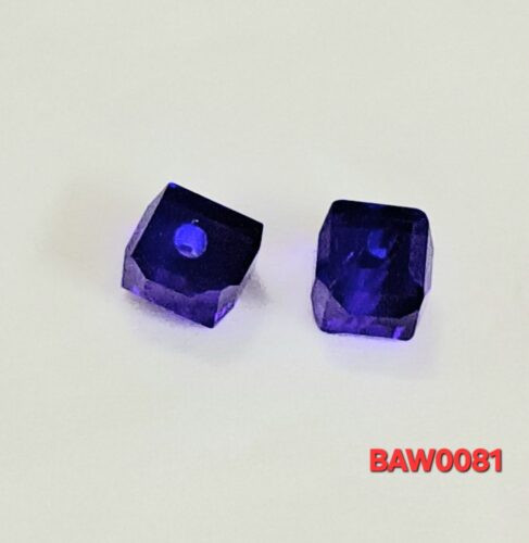 Manik-manik kristal austria bentuk kotak facet 6mm warna dark blue clear