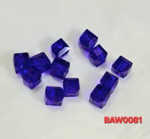 Manik-manik kristal austria bentuk kotak facet 6mm warna dark blue clear