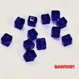 Manik-manik kristal austria bentuk kotak facet 6mm warna dark blue clear