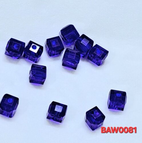 Manik-manik kristal austria bentuk kotak facet 6mm warna dark blue clear