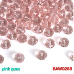 Manik-manik kristal austria rondelle 8 mm warna pink guas isi 12 pcs (BAW0268)