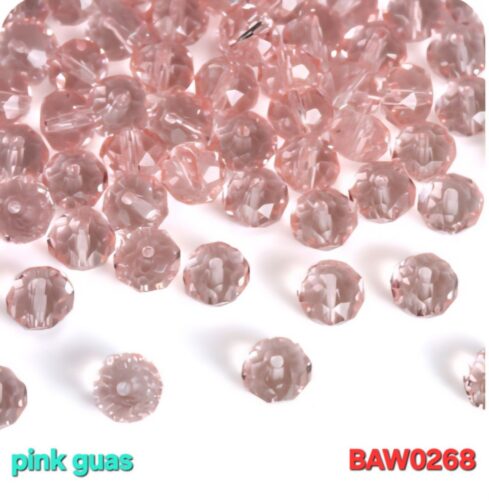 Manik-manik kristal austria rondelle 8 mm warna pink guas isi 12 pcs (BAW0268)