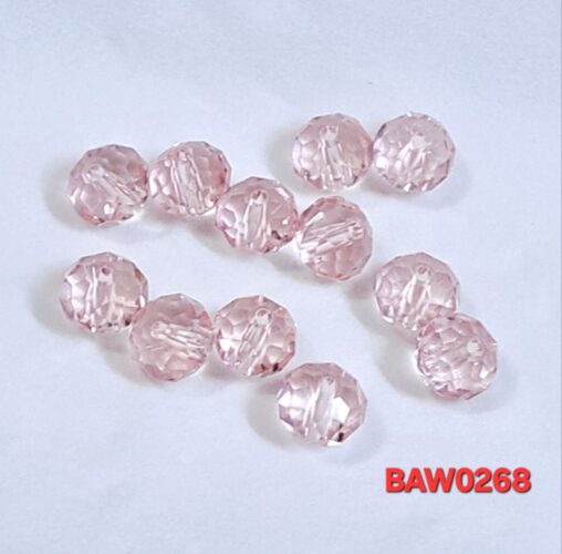 Manik-manik kristal austria bentuk rondelle facet 8 mm warna pink guas