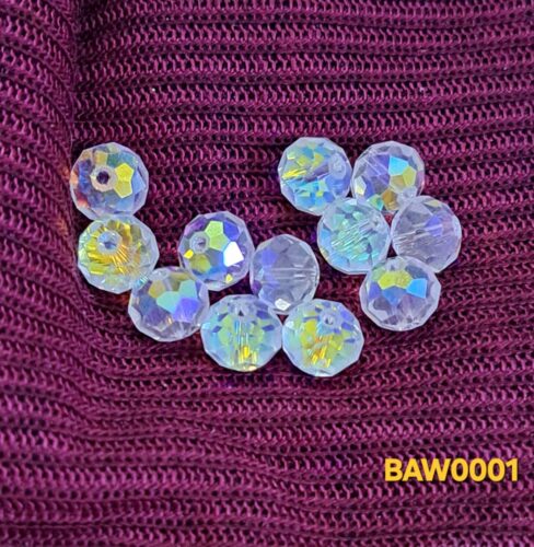 Manik-manik kristal cina bentuk rondelle 10 mm warna clear AB isi 12 pcs (BAW0001) - Image 3