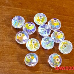 Manik-manik kristal cina bentuk rondelle 10 mm warna clear AB isi 12 pcs (BAW0001)