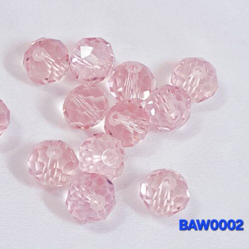 Manik kristal cina rondelle 10mm light pink