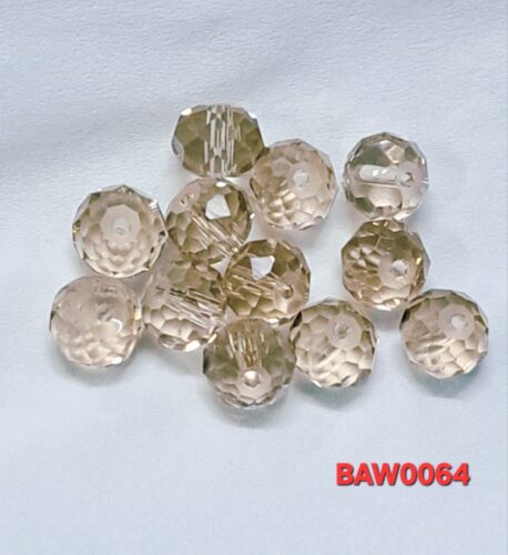 Manik kristal cina rondelle facet 10 mm cream clear