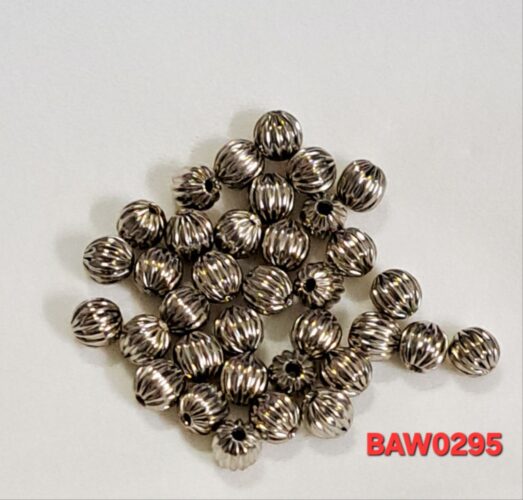 Manik logam bulat 4 mm bulat alur garis