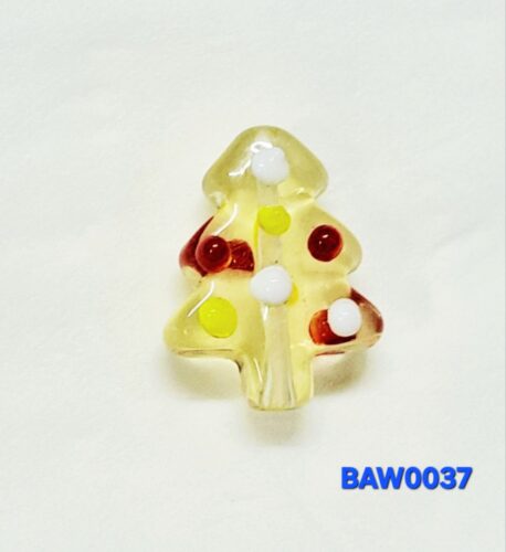 Manik kaca lampwork pohon natal yellow clear