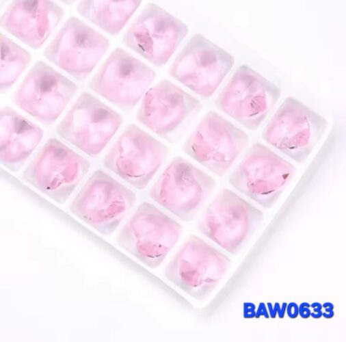 Manik-manik kristal austria hati 14 mm warna pink clear 28 pcs