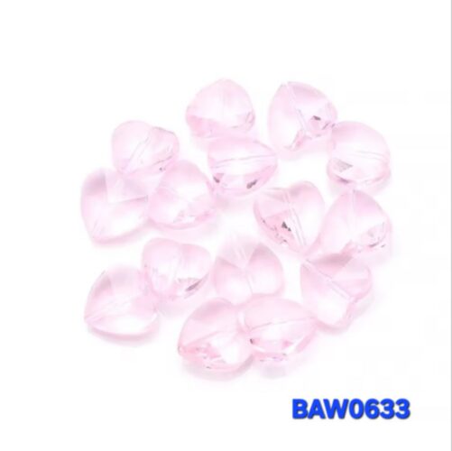 Manik-manik kristal austria hati 14 mm pink clear 28 pcs