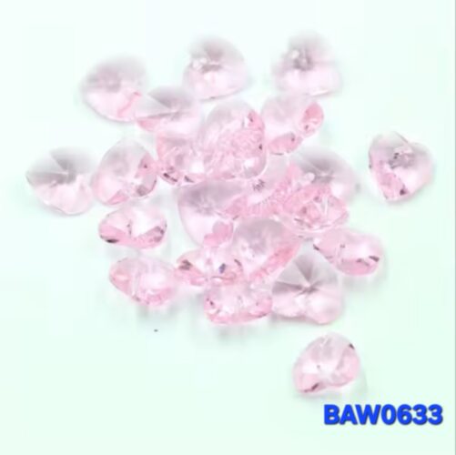 Manik-manik kristal austria hati 14 mm pink clear 28 pcs