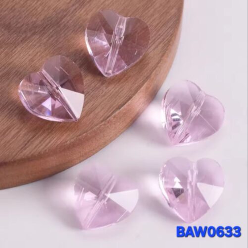 Manik-manik kristal austria hati 14 mm pink clear 28 pcs