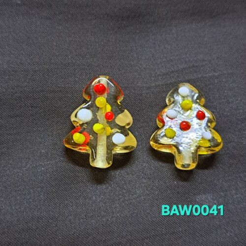 Manik kaca lampwork pohon natal light yellow clear kombinasi titik