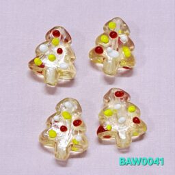 Manik-manik kaca lampwork pohon natal light yellow clear kombinasi titik