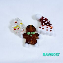 Manik lampwork manusia jahe, topi Natal dan pohon natal clear
