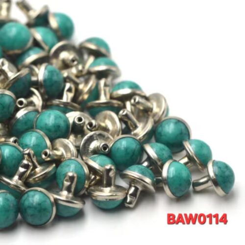 Rivet 8 mm acrylic motif turquoise stone warna sea green