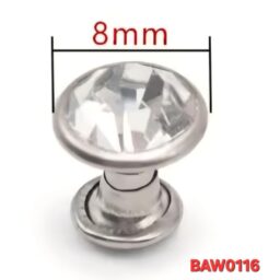 Rivet 8 mm acrylic rhinestone warna clear