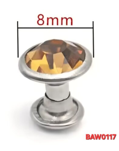 Rivet Acrylic Rhinestone 8 mm Yellow Tiger untuk Leather Craft DIY isi 12 pcs (BAW0117) - Image 2