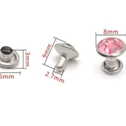 Rivet 8 mm acrylic rhinestone warna light pink