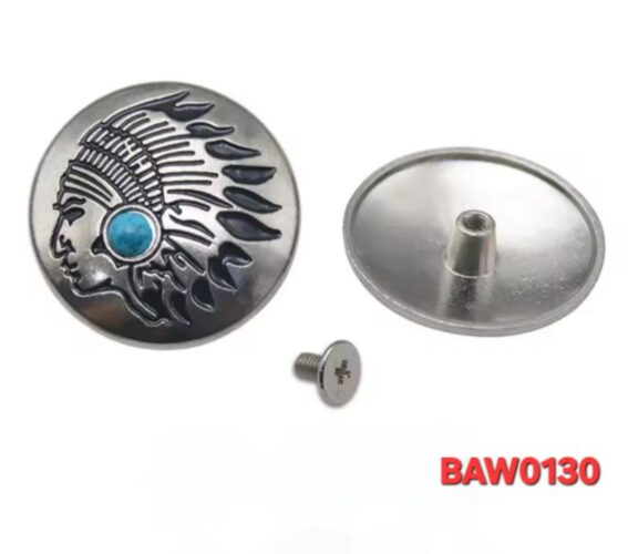 Rivet hiasan Leather craft kepala indian batu biru