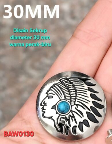 Rivet hiasan Leather Craft Kepala indian batu biru