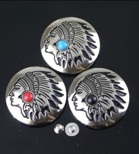 Hiasan Leather Craft Kepala indian batu biru
