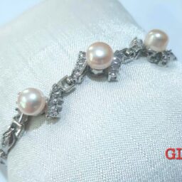 Gelang rhodium hiasan 3 mutiara lombok putih Salem (GL004)
