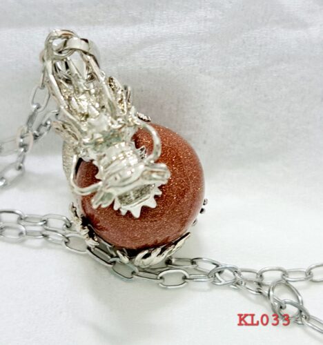 Kalung Liontin Naga Dragon Ball Sand Stone-Rantai Stainless Steel Silver (KL033) - Image 4