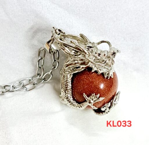 Kalung Liontin Naga Dragon Ball Sand Stone-Rantai Stainless Steel Silver (KL033) - Image 3