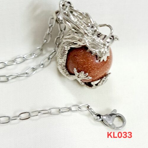 Kalung Liontin Naga Dragon Ball Sand Stone-Rantai Stainless Steel Silver (KL033) - Image 2