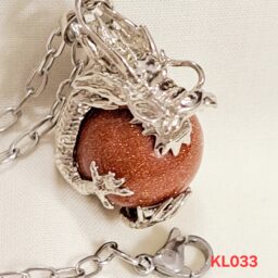 Kalung Liontin Naga Dragon Ball Sand Stone-Rantai Stainless Steel Silver (KL033)