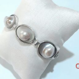 Gelang rhodium hiasan 6 mutiara lombok barok