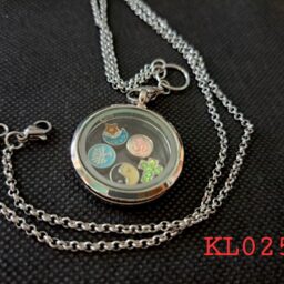 Kalung Floating locket silver 5 charm simbol
