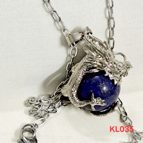 Kalung naga dragon ball lapis lazuli rantai stainless steel