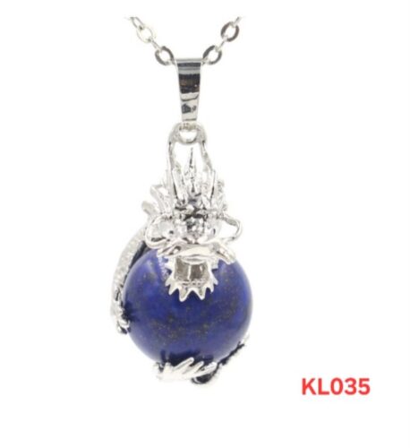 Kalung naga dragon ball lapis lazuli rantai stainless steel