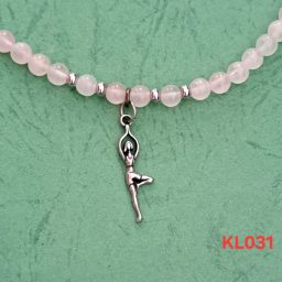 Kalung rose quartz liontin yoga asana tanpa rantai perpanjangan