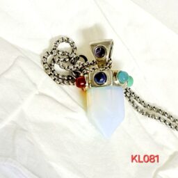 Kalung liontin pendulum white opal 7 chakra