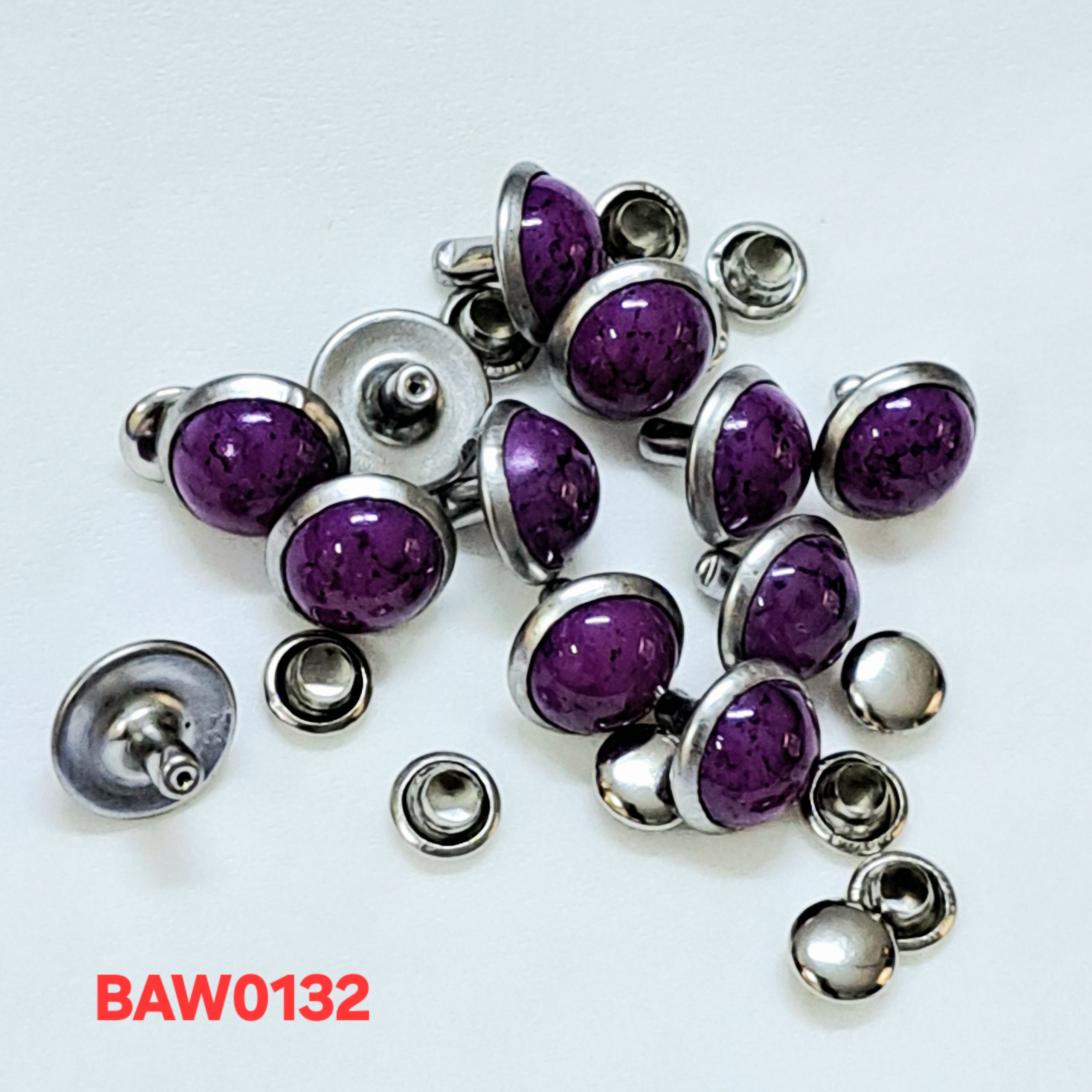Rivet Motif Batu Turkish Diameter 8 mm warna Purple isi 12 pcs (BAW0132) - Image 2