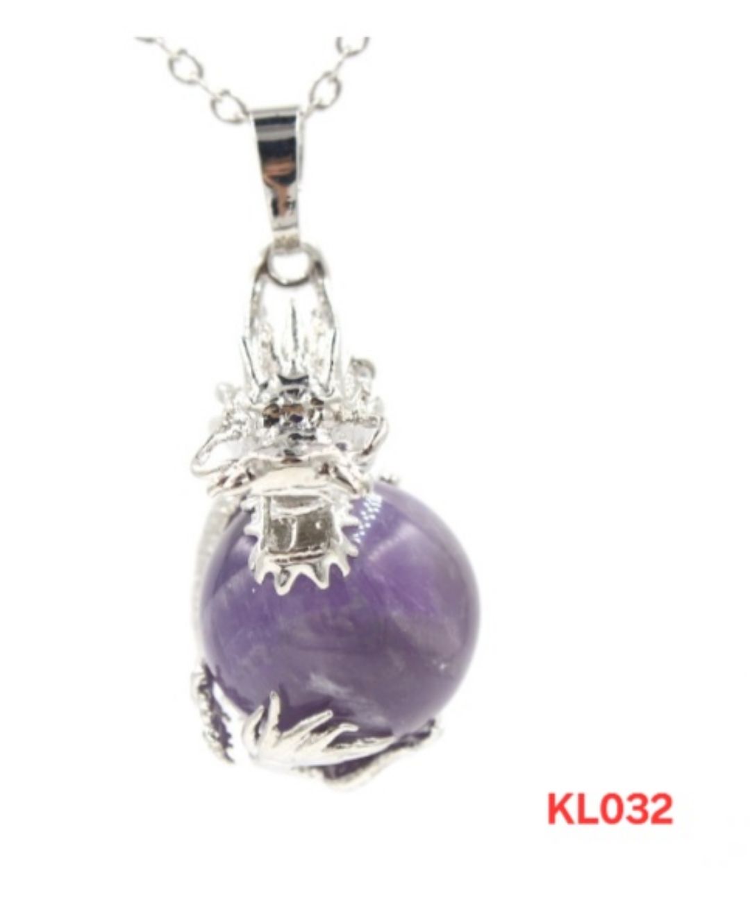 Kalung dragon ball amethyst rantai stainless steel