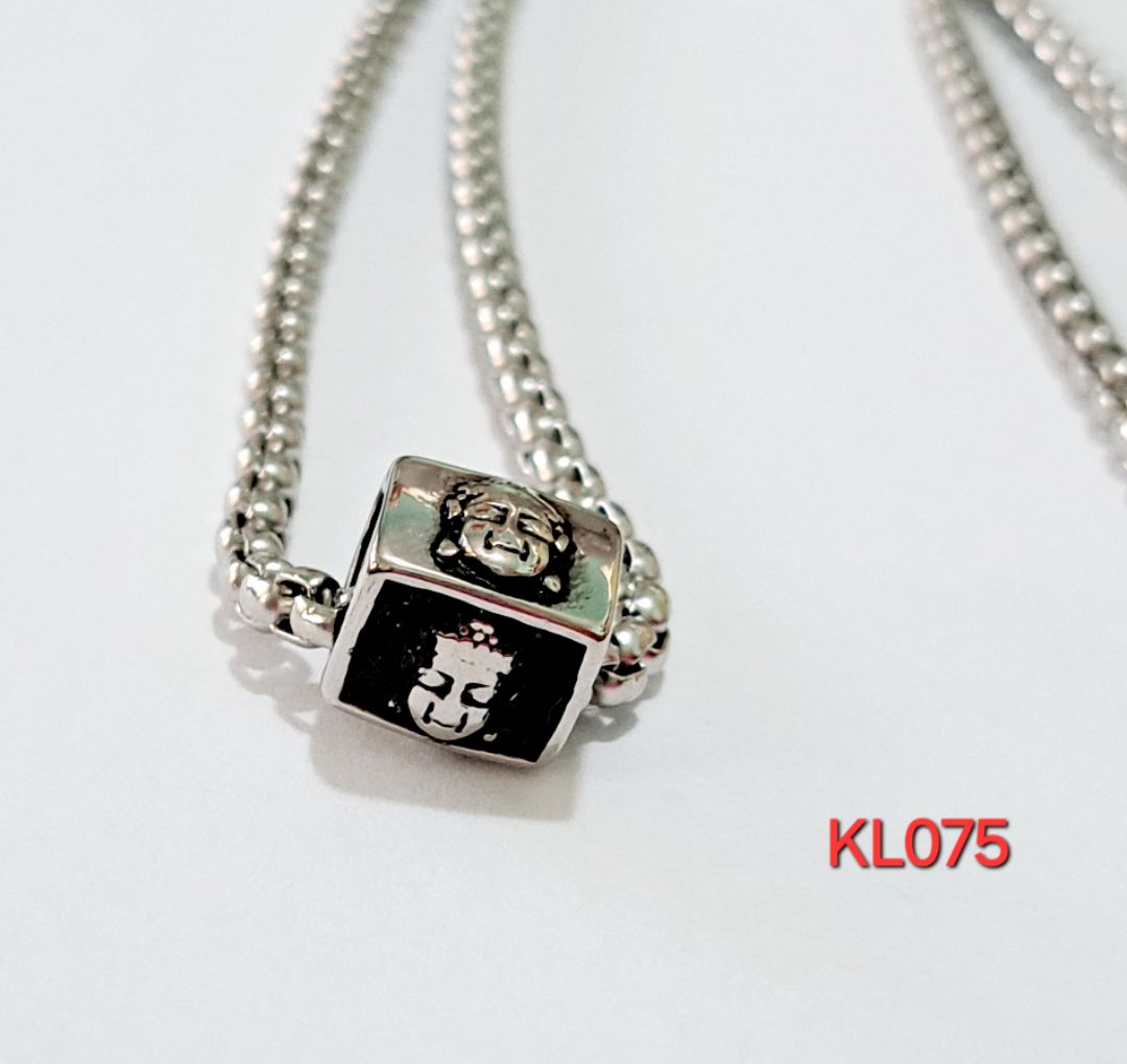 Kalung rantai stainless steel 2 mm buddha charm cube 316L