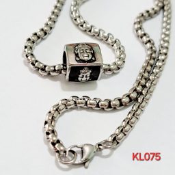 Kalung rantai stainless steel 2 mm buddha charm cube 316L