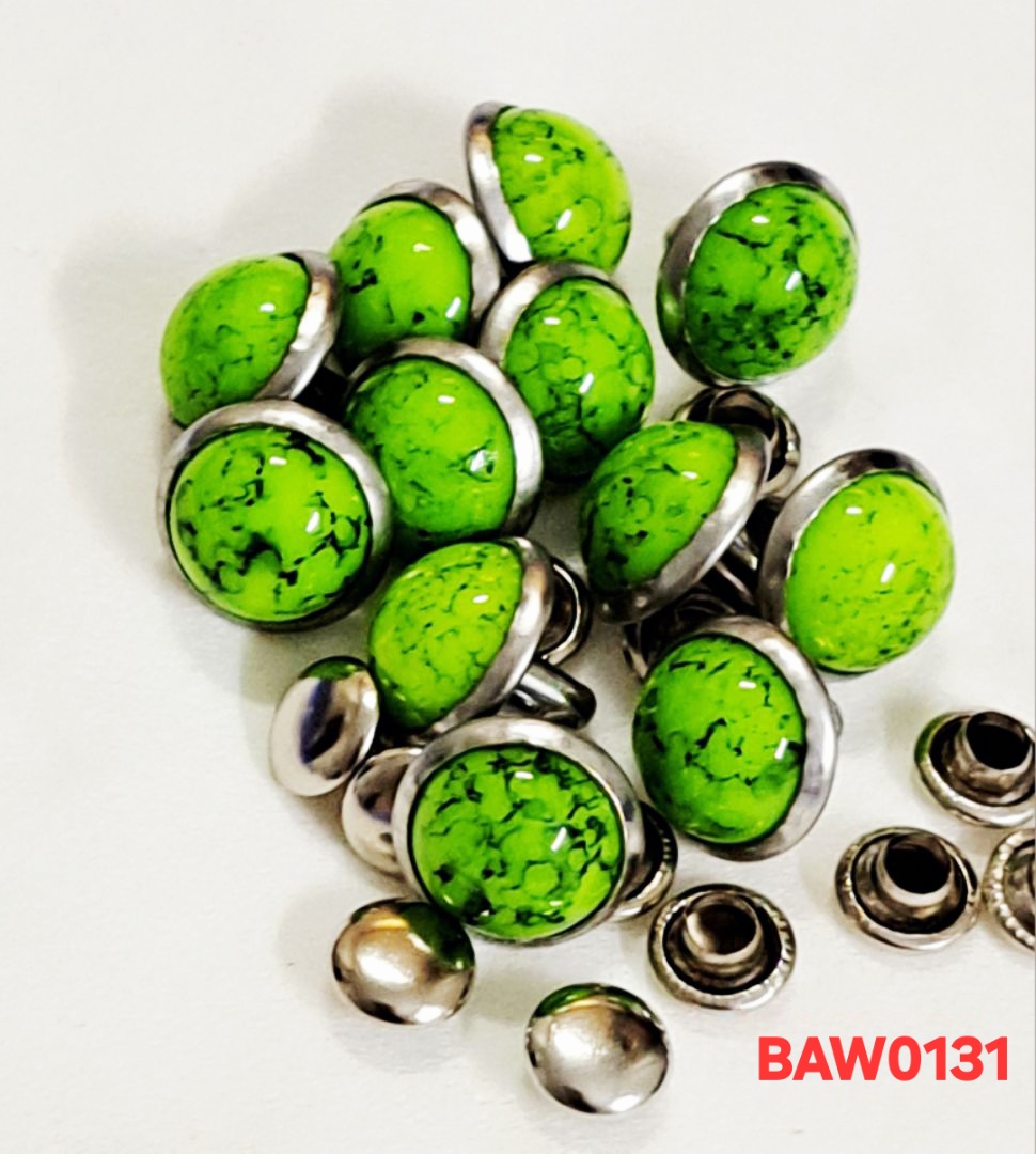 Rivet Motif Batu Turkish Warna Bright Green Diameter 8 mm isi 12 pcs (BAW0131)