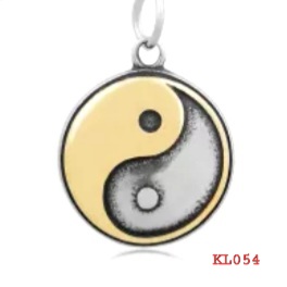 Kalung rantai stainless steel liontin yin-yang 316L