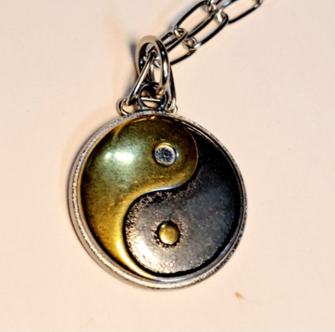 Kalung rantai stainless steel liontin yin-yang 316L