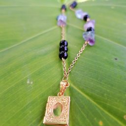 Kalung rantai tunggal liontin alquran kombinasi natural stone