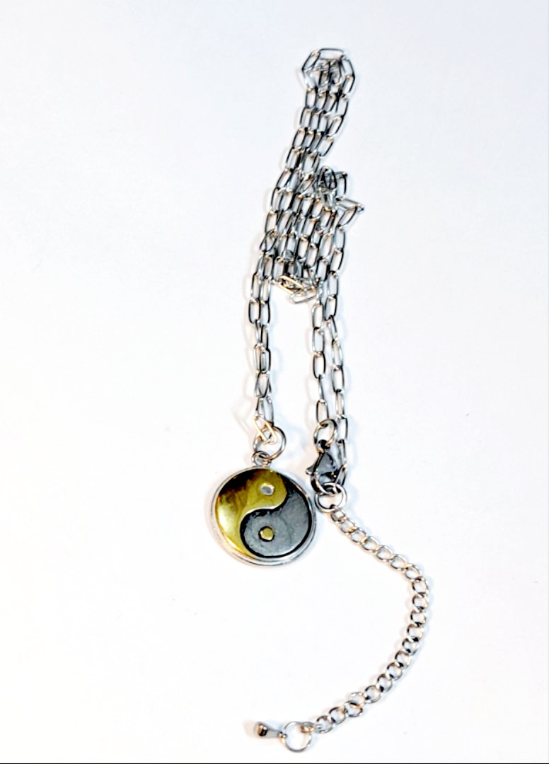 Kalung rantai stainless steel liontin yin-yang 316L
