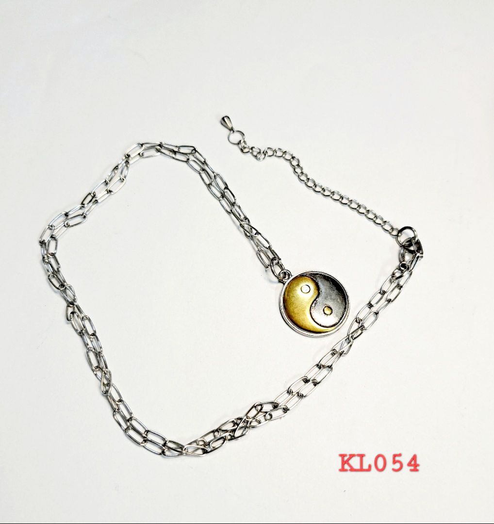 Kalung rantai stainless steel liontin yin-yang 316L