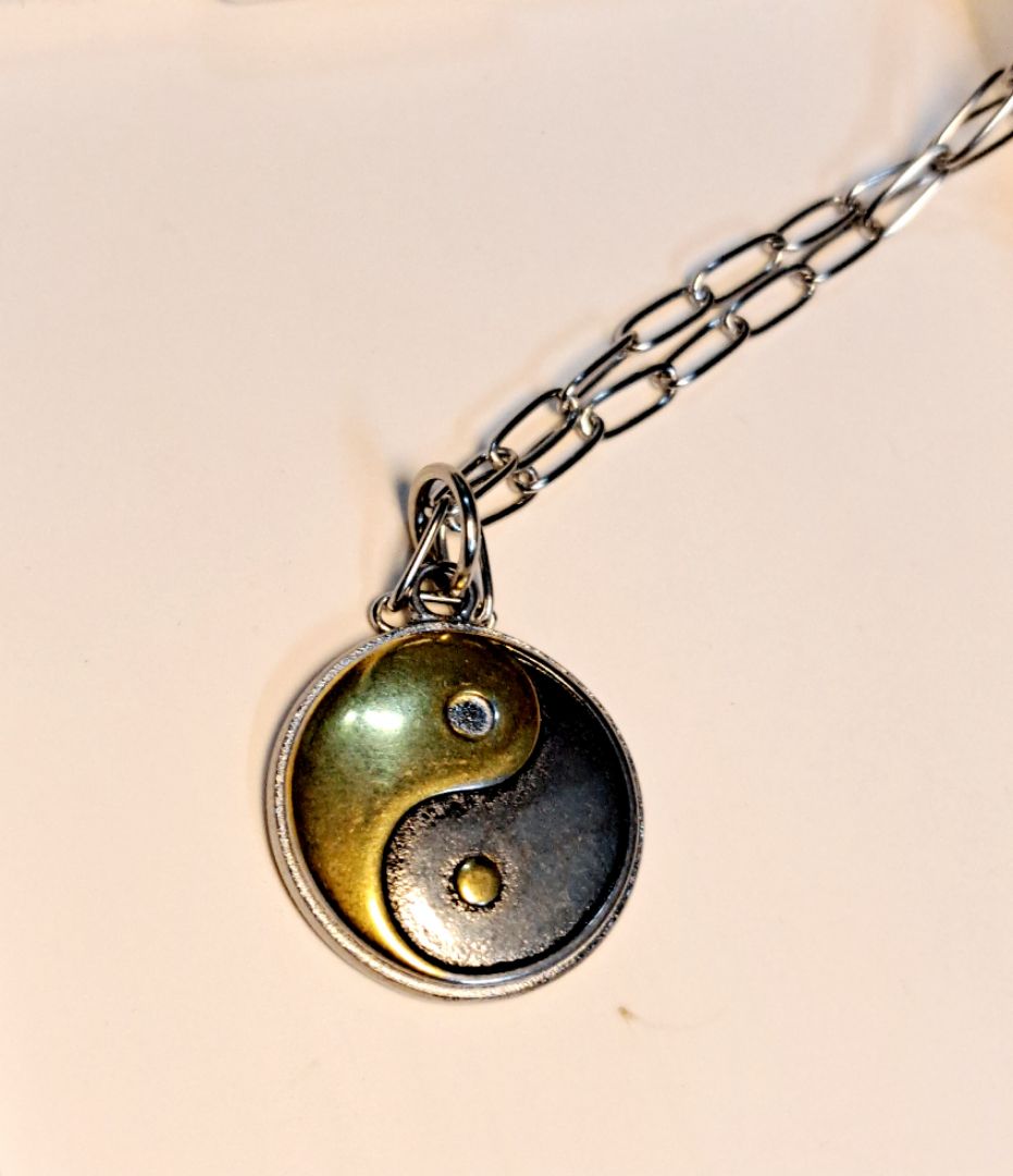 Kalung rantai stainless steel liontin yin-yang 316L