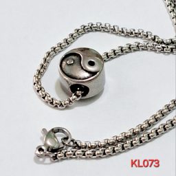 Kalung rantai stainless tai chi yin-yang charm 316L